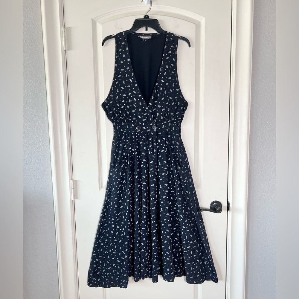 Vintage S.L. Fashions Black Paisley Jumper Dress Size 14 Whimsigoth Cottagecore